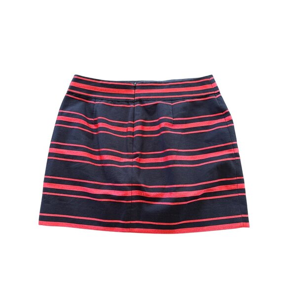 J. Crew Striped Mini Skirt Navy Red Cotton Blend Size 6 Preppy Casual Nautical - Picture 4 of 5